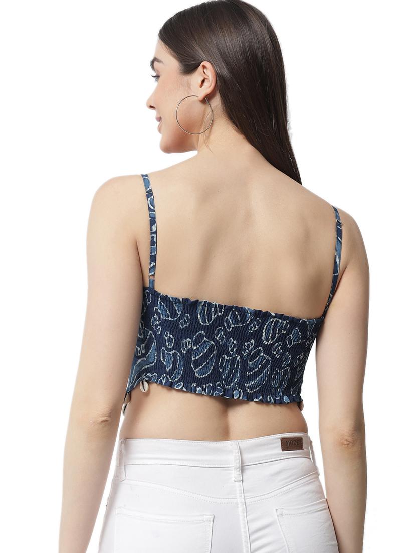 women printed sleeveless crop top - 21525069 - Standard Image - 4