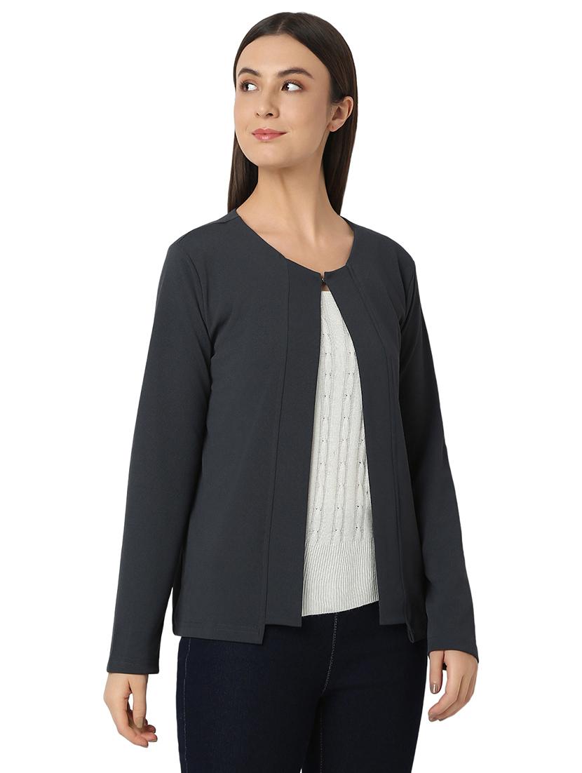 women solids long sleeves shrug - 21527991 - Standard Image - 2