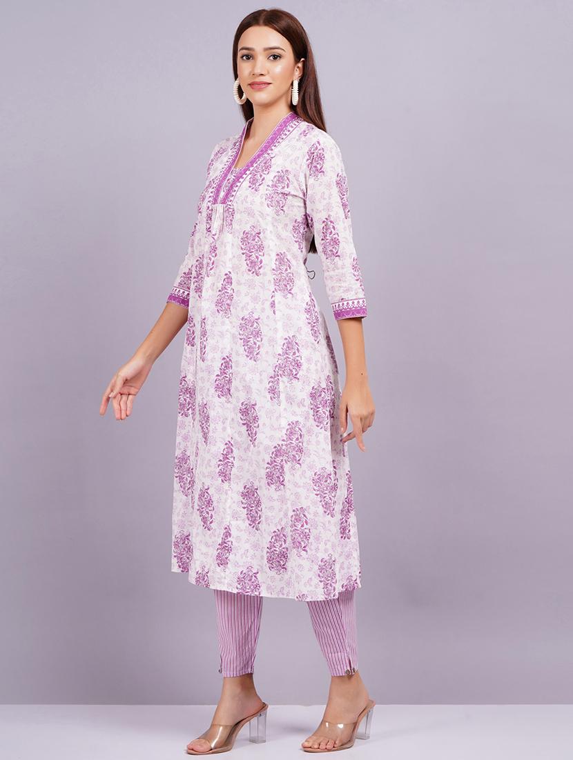 women floral three quarter sleeve suit set - 21530008 - Zoom Image - 2