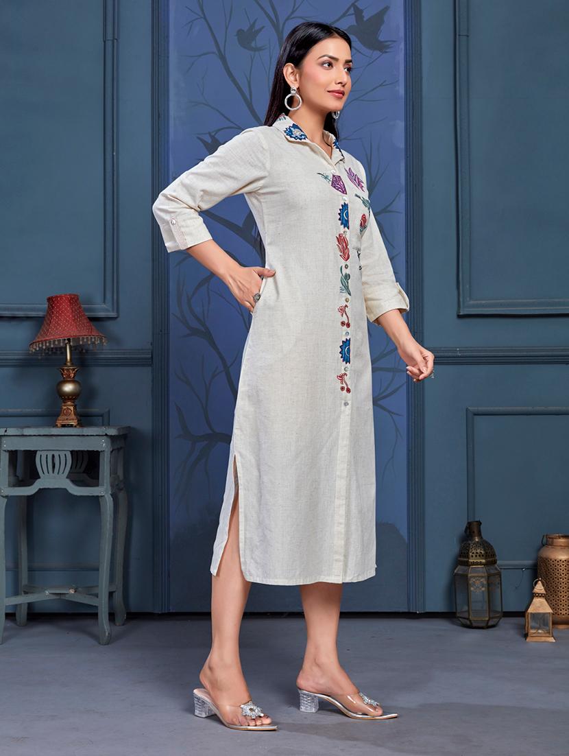 women beige cotton blend shirt dress - 21530172 - Standard Image - 2