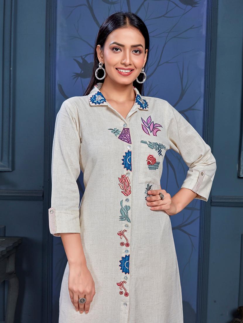 women beige cotton blend shirt dress - 21530172 - Zoom Image - 4