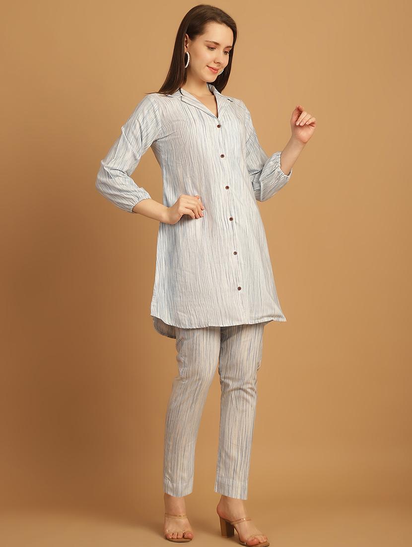 women blue self-designed co-ord set - 21531126 - Standard Image - 4