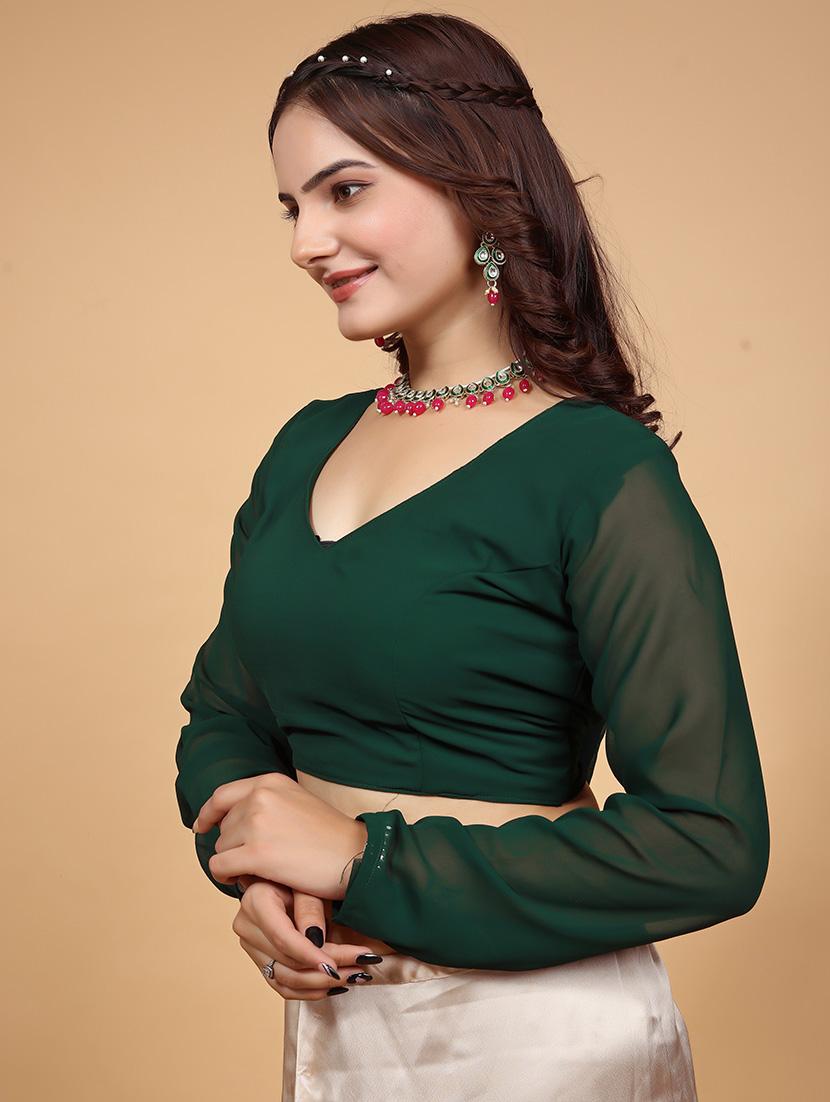 women green solid stiched blouse - 21534751 - Standard Image - 2