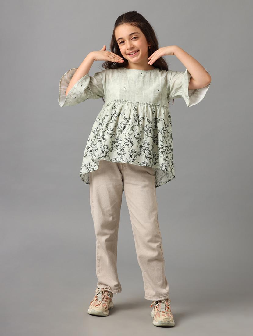 girls round neck floral printed regular top - 21549532 - Standard Image - 4