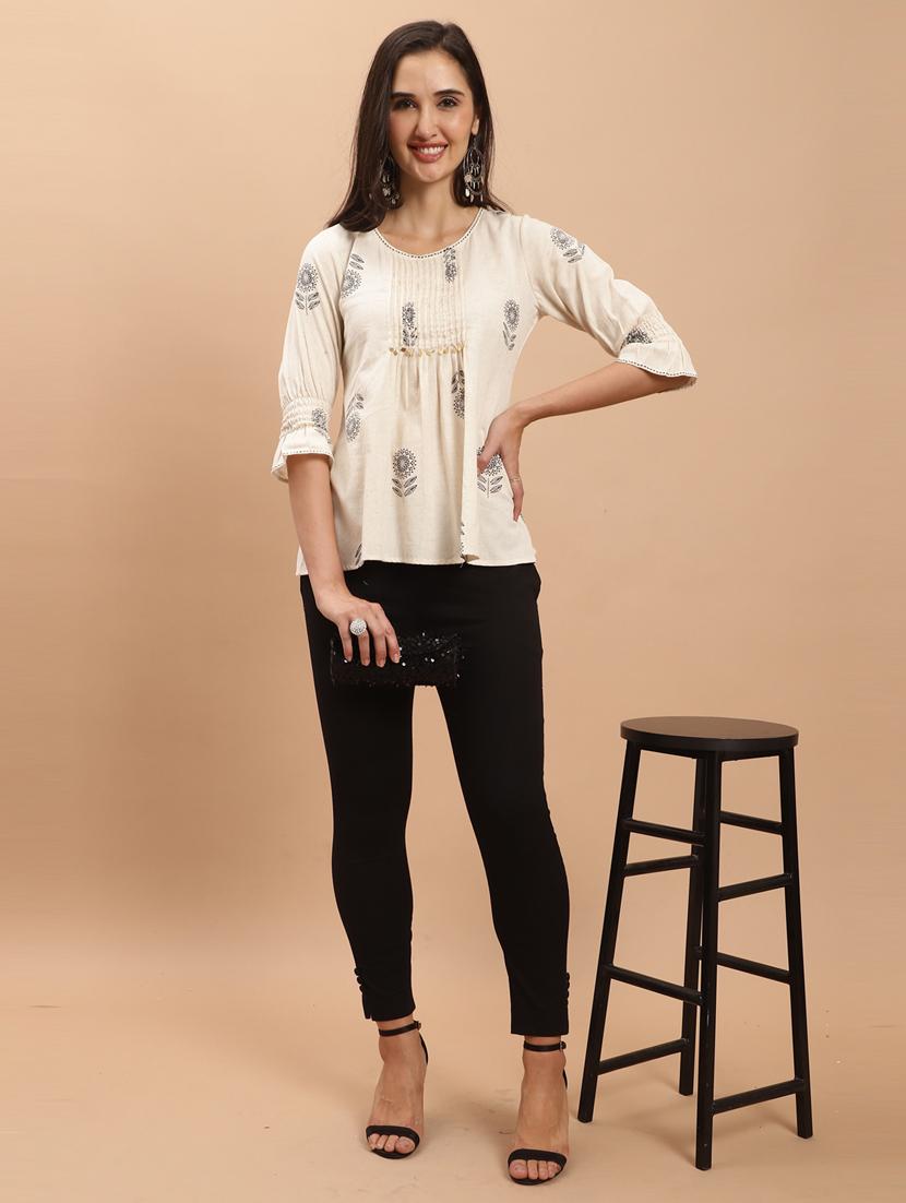 women off white printed a-line top - 21558085 - Zoom Image - 2