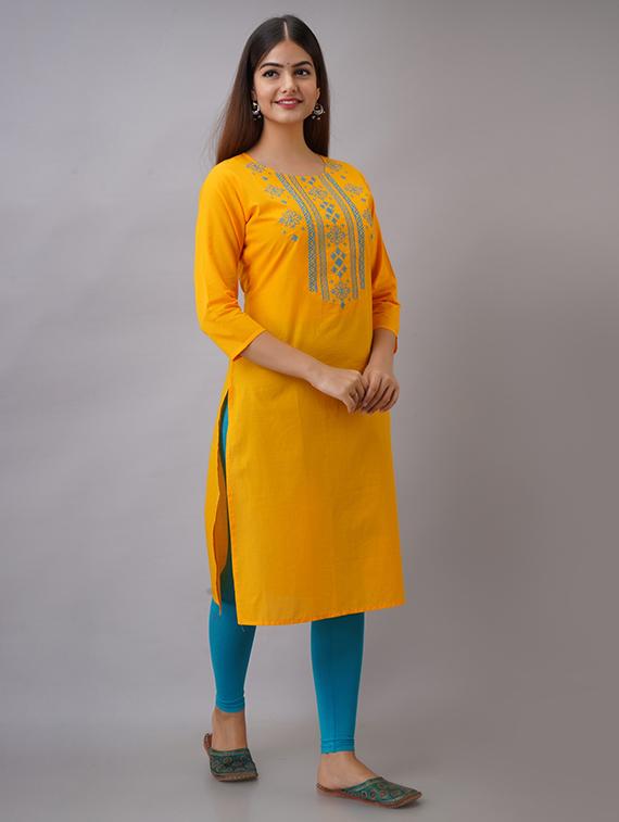 women yoke embroidered straight kurta - 21561805 - Zoom Image - 2
