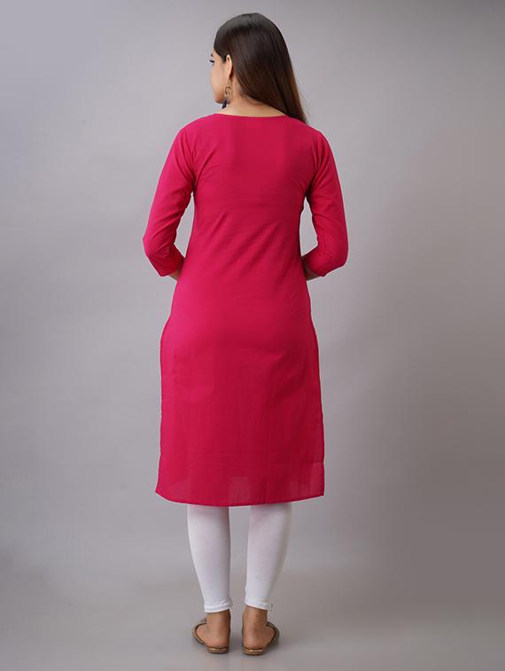 women yoke embroidered notch neck straight kurta - 21561809 - Standard Image - 3