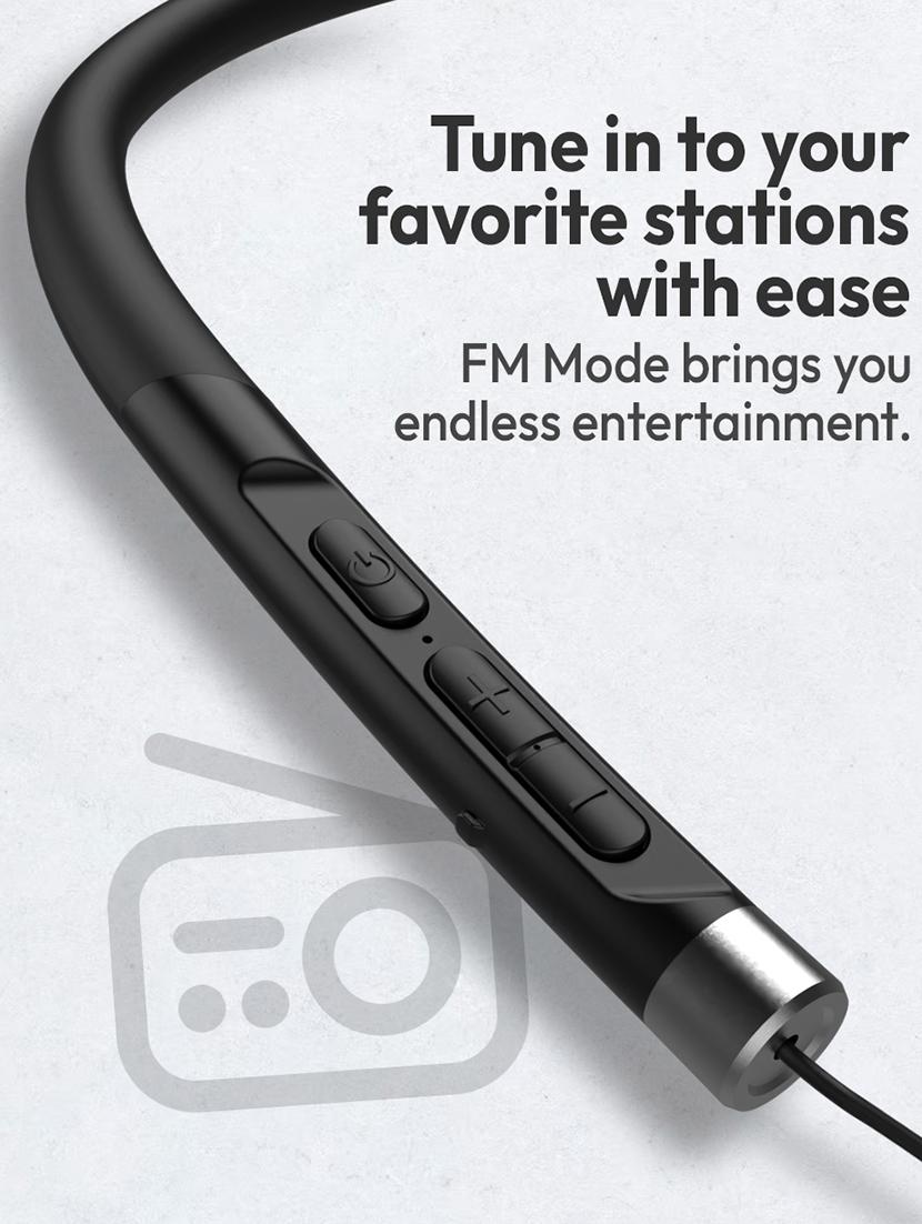 snapup musique bassbeat bluetooth wireless neckband (matte black) - 21568377 - Zoom Image - 2