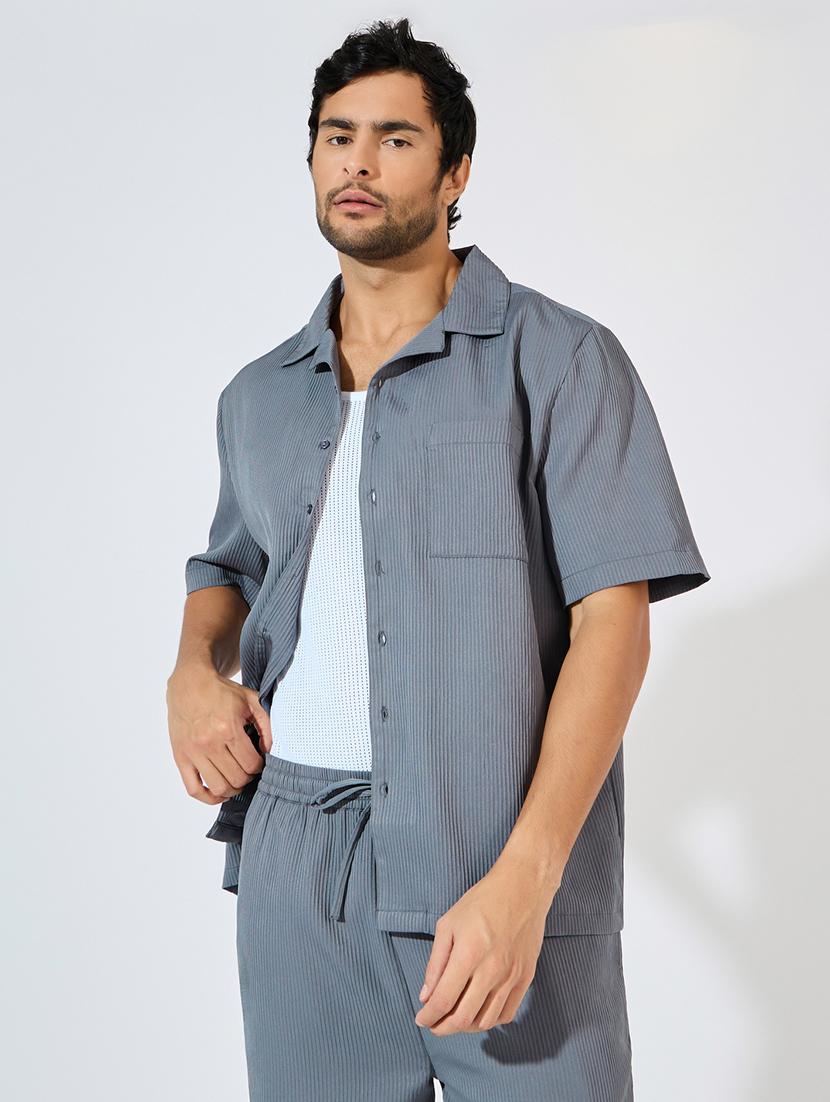 men grey solid co-ord sets - 21569196 - Standard Image - 3