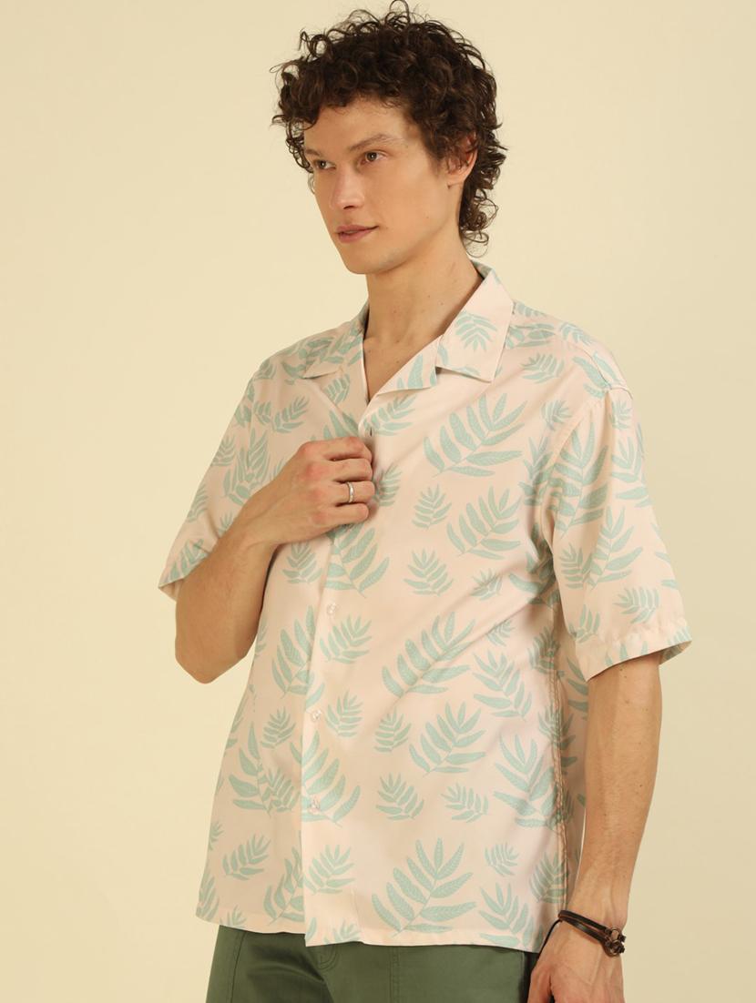men floral printed cuban collar oversized casual shirt - 21574232 - Standard Image - 3