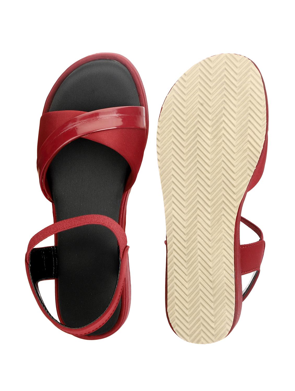 women maroon platforms wedge - 21577304 - Standard Image - 5