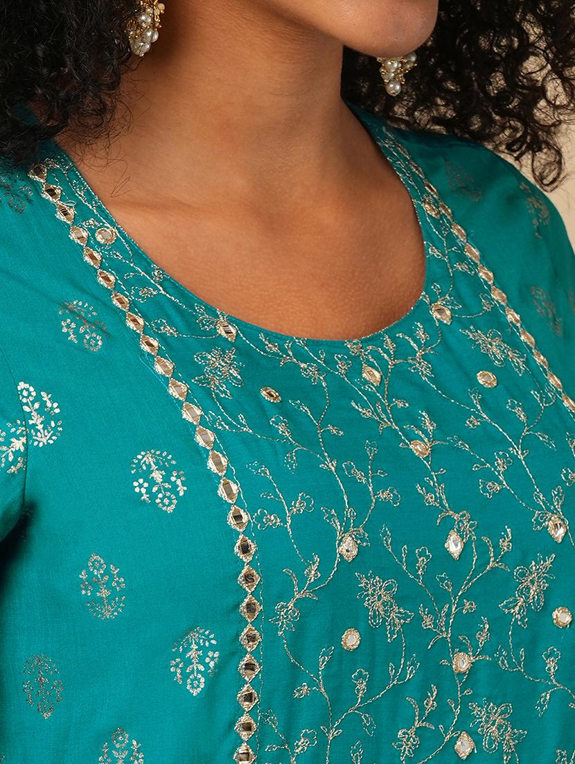women green ethnic motif printed anarkali kurta - 21579862 - Zoom Image - 4