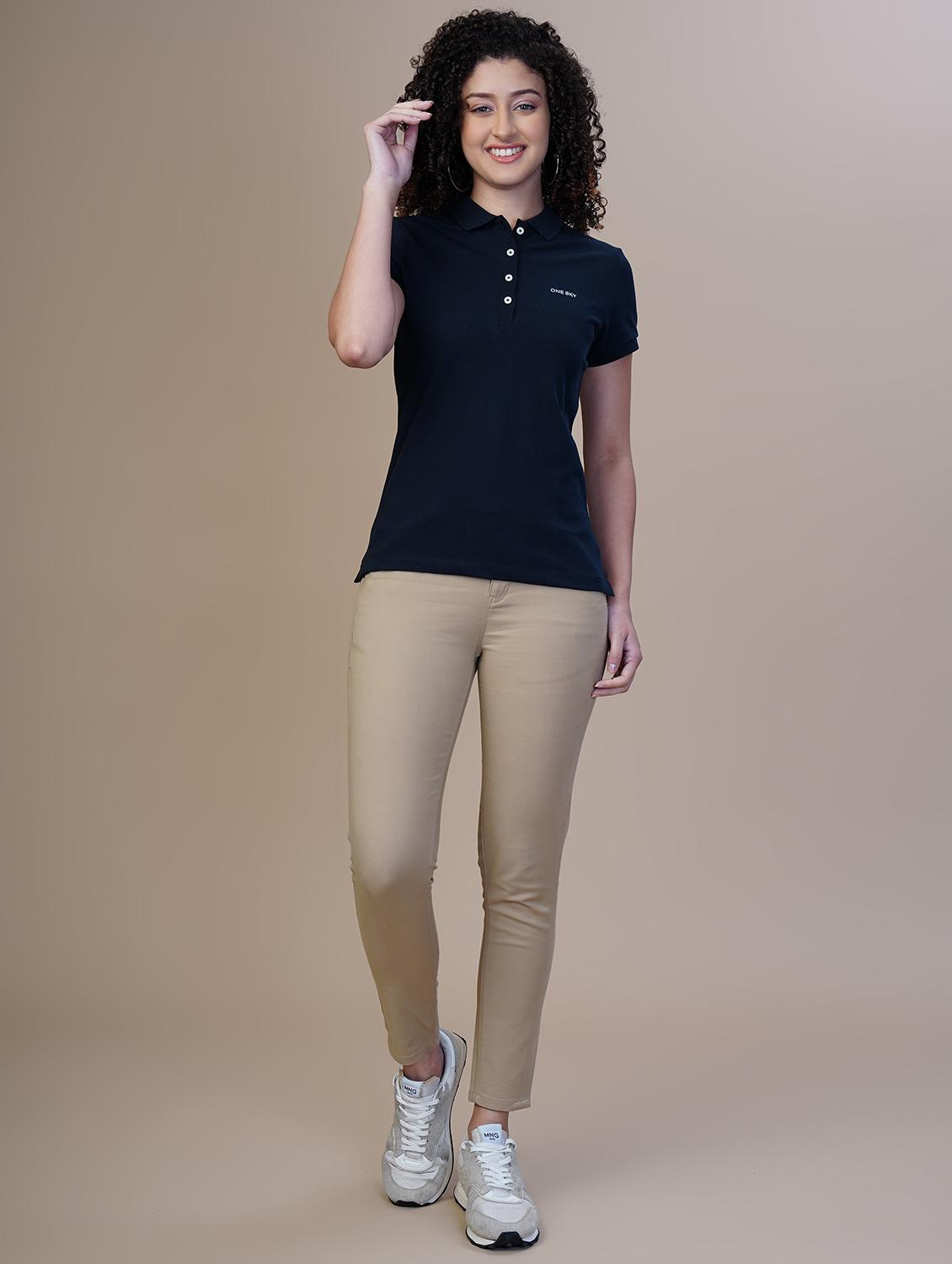 women solid regular fit polo t-shirt - 21582146 - Standard Image - 2