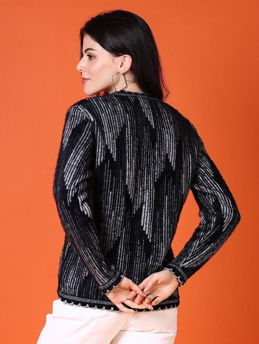 women self design long sleeve cardigan - 21583041 - Standard Image - 3
