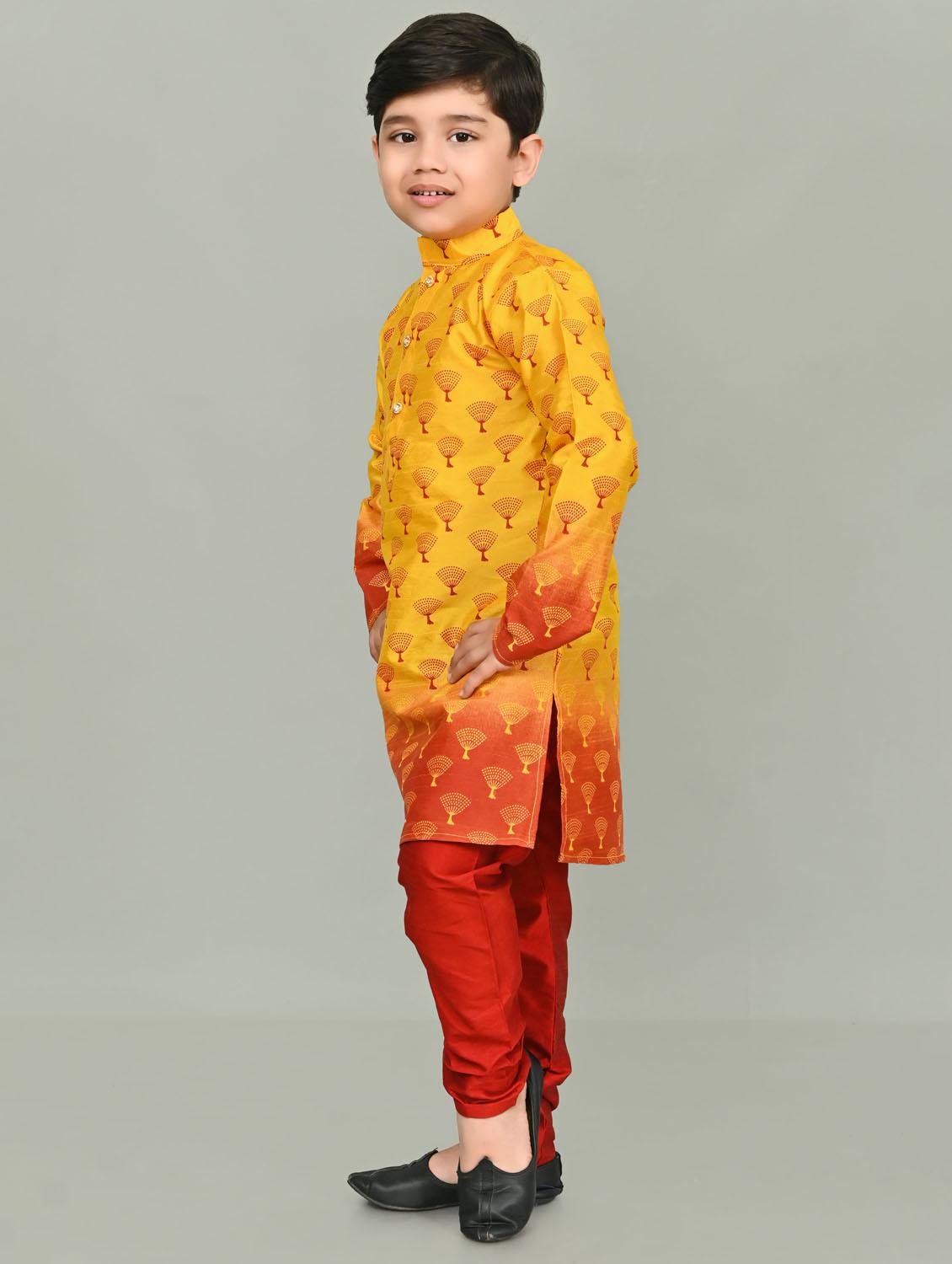 boys printed mandarin neck kurta pyjama set - 21585410 - Zoom Image - 2