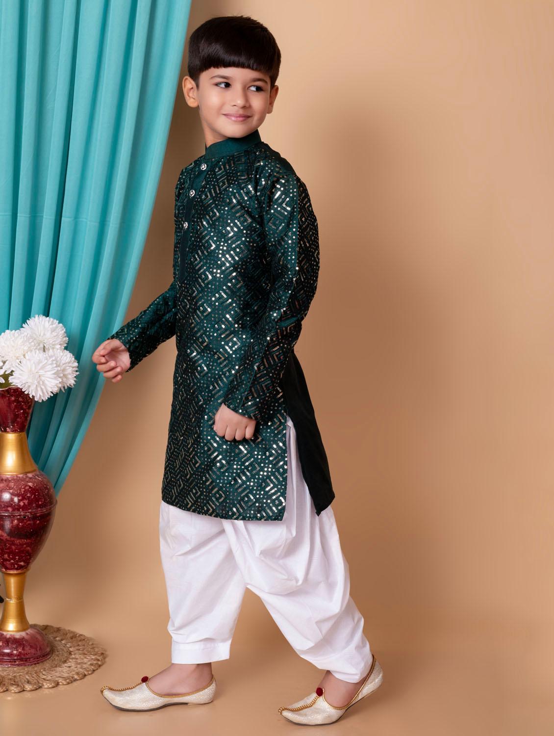 boys embroidered long sleeves dhoti kurta set - 21585500 - Standard Image - 2