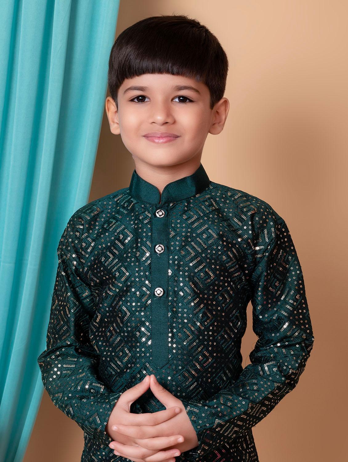 boys embroidered long sleeves dhoti kurta set - 21585500 - Standard Image - 4