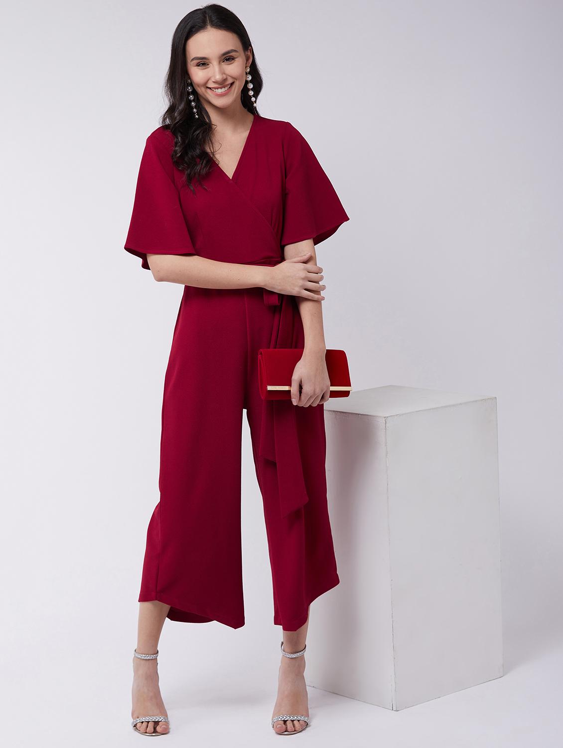 women red solid full leg jumpsuit - 21593265 - Zoom Image - 4