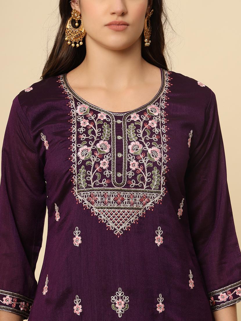 women embroidered three quarter sleeve suit set - 21597757 - Zoom Image - 5