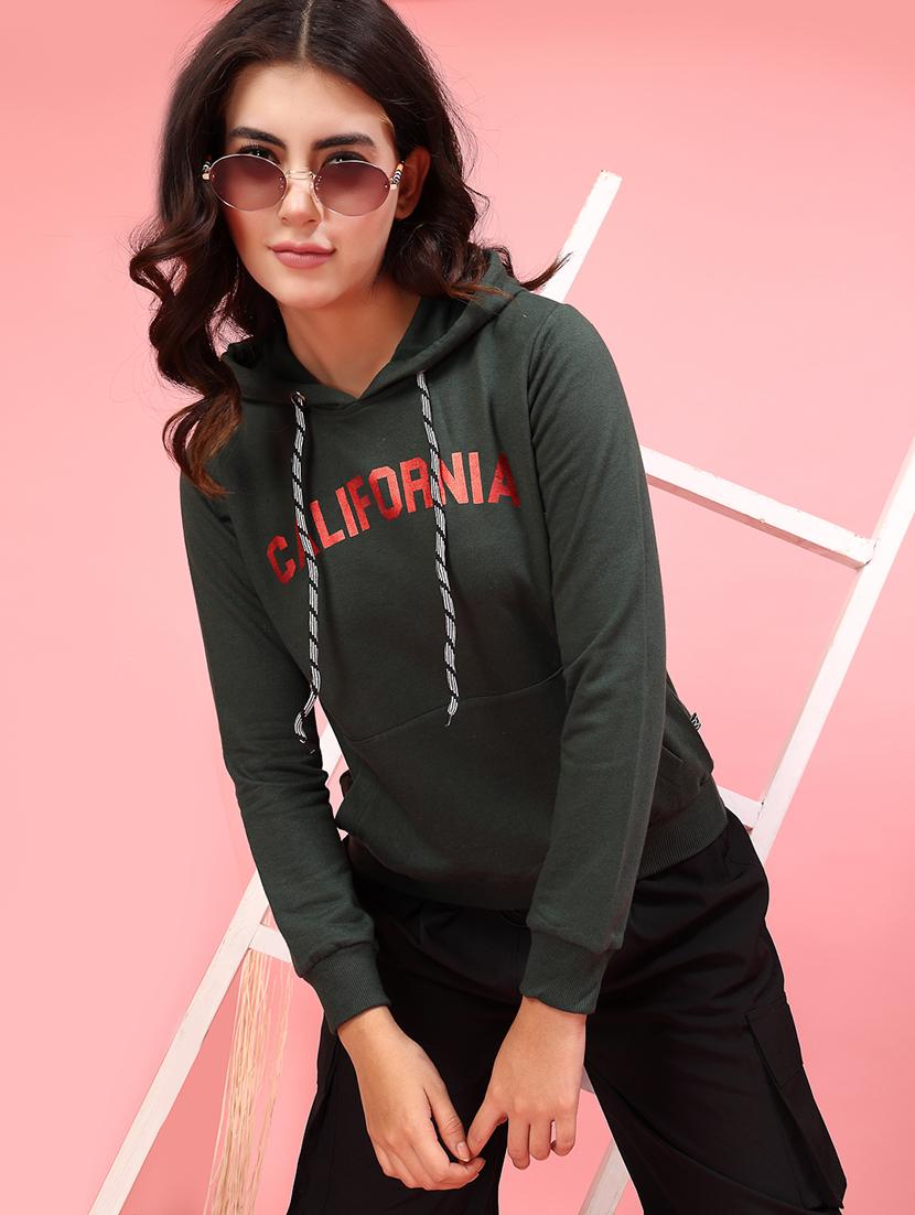 women chest print hooded sweatshirt - 21600063 - Standard Image - 3