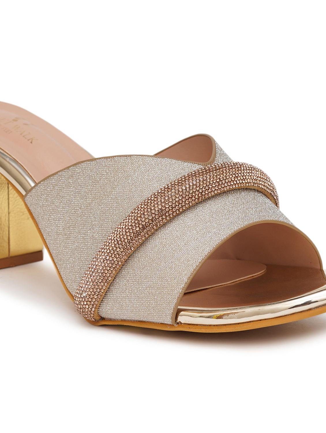 women gold block heel sandal - 21613873 - Zoom Image - 4