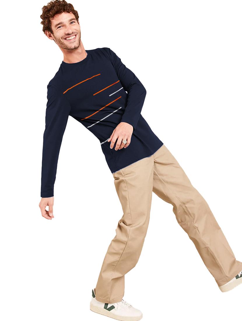 men round neck front printed t-shirt - 21621830 - Zoom Image - 3