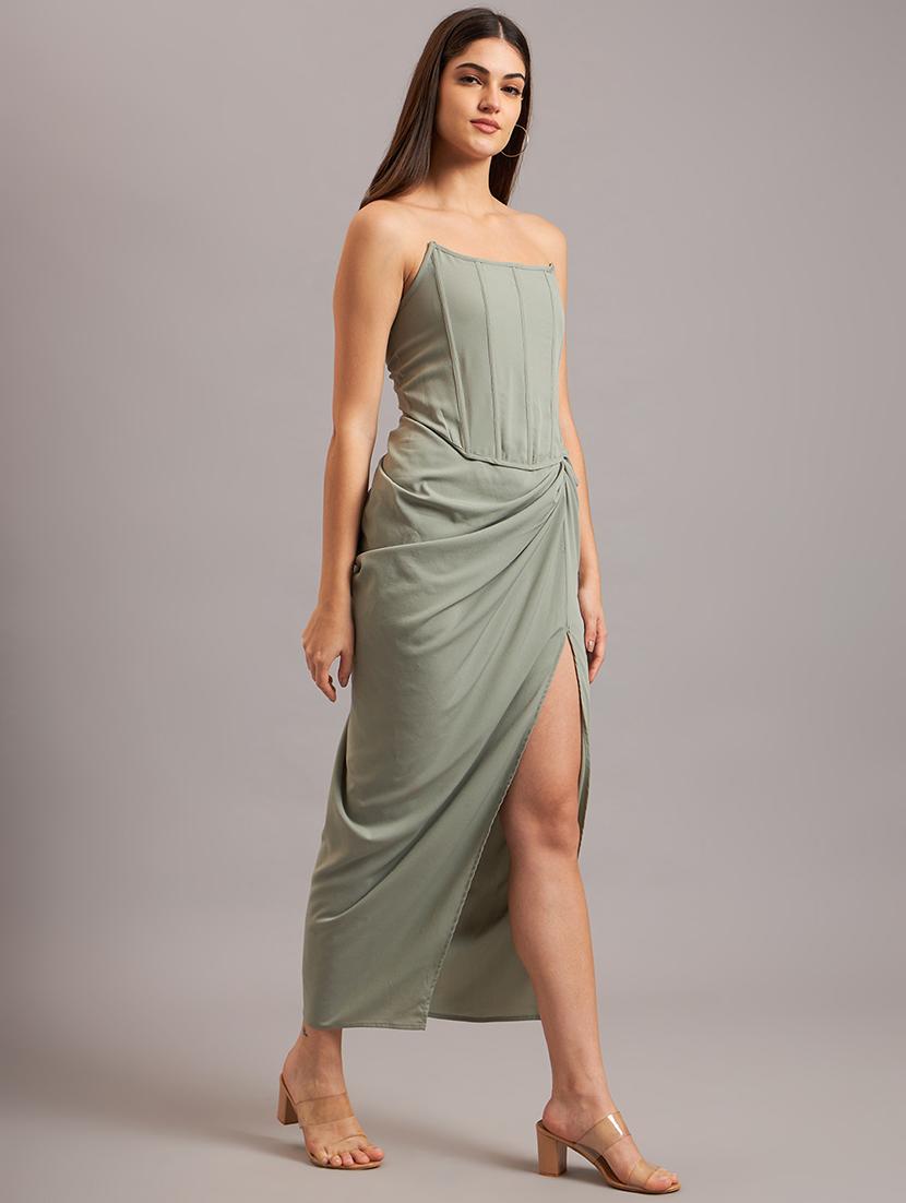 women solid ruched sleeveless dress - 21638502 - Standard Image - 3