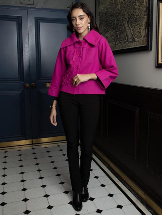 women pink long sleeve regular jacket - 21647254 - Standard Image - 2