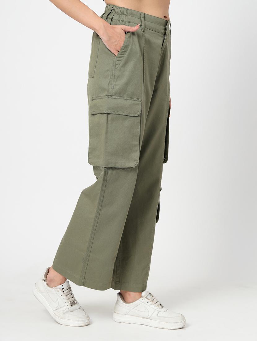 women olive solid cargo - 21648709 - Zoom Image - 2
