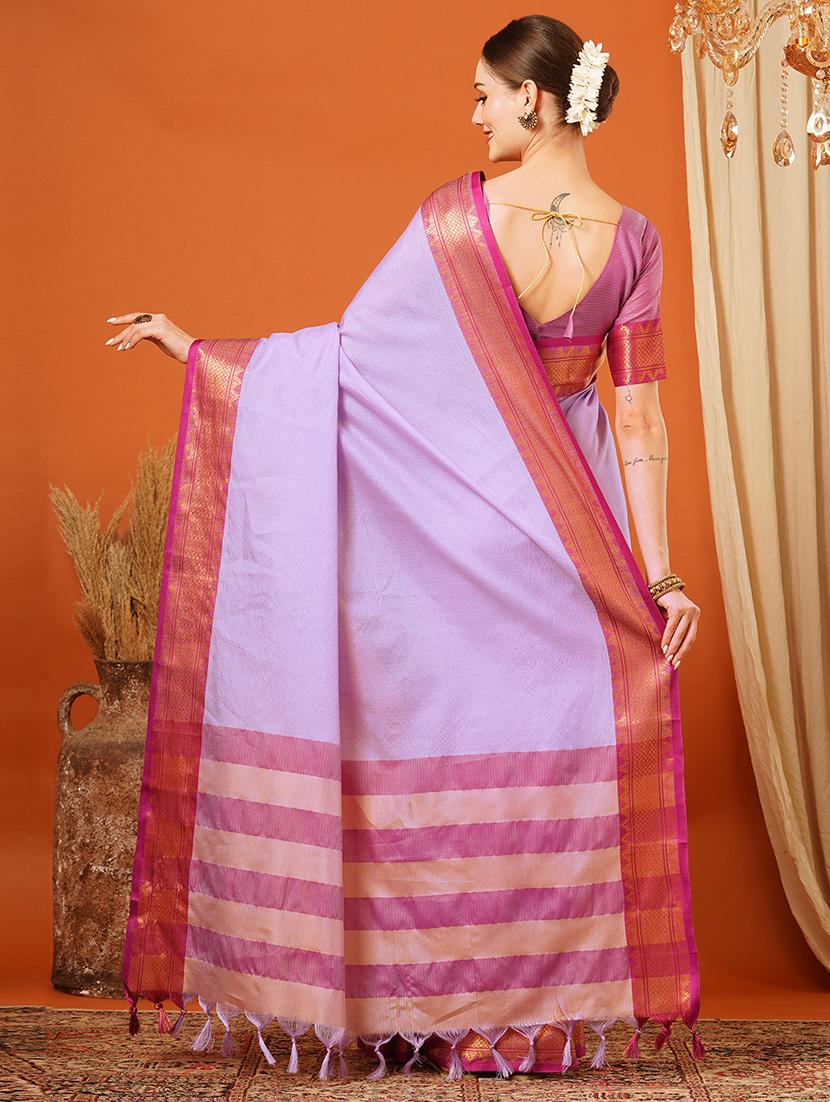 women solid bordered saree - 21649514 - Standard Image - 2