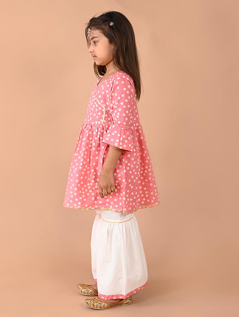 girls polka dots kurta sharara set - 21653338 - Zoom Image - 2
