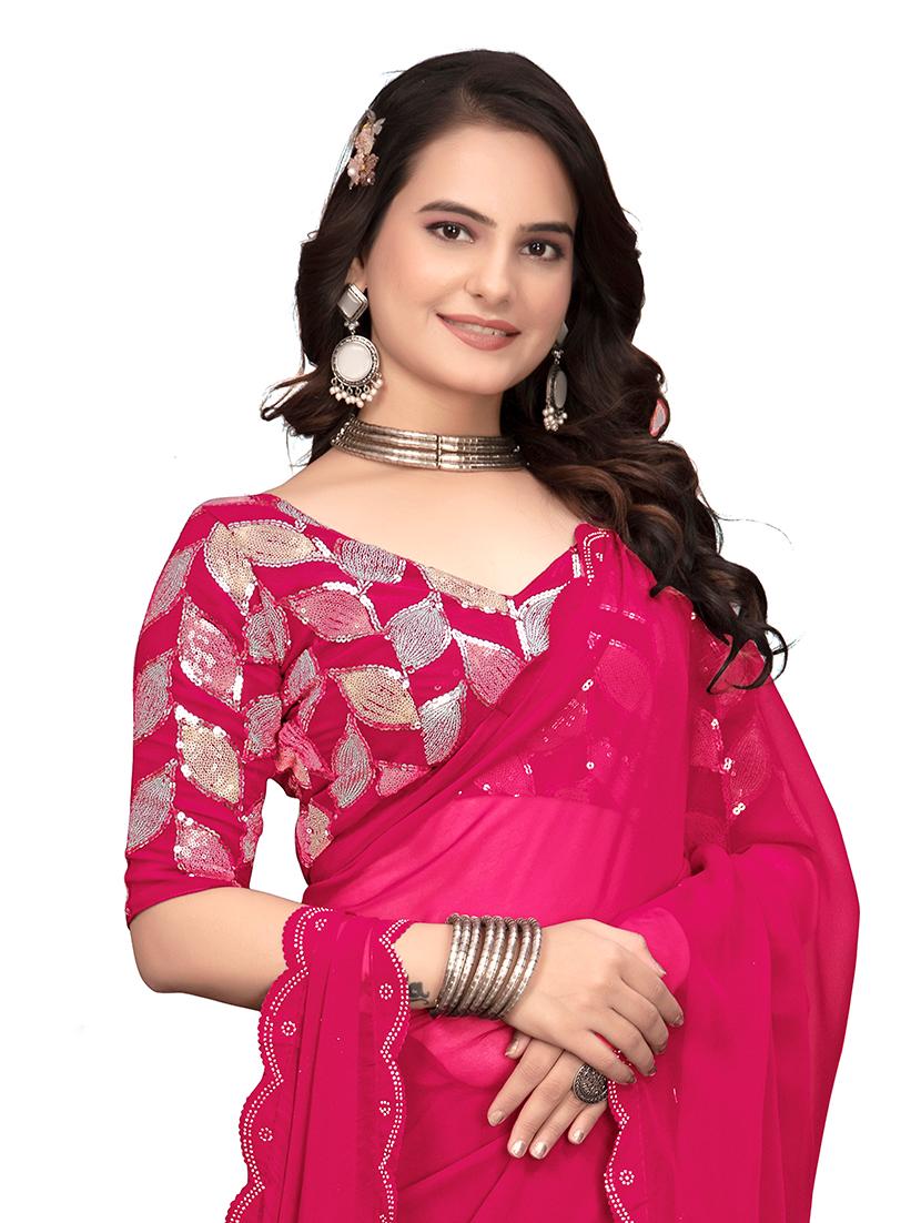 women pink embellished saree with blouse - 21659979 - Zoom Image - 3