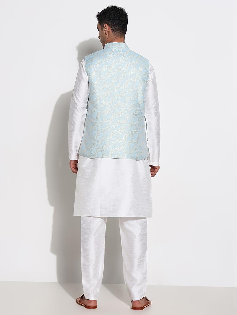 men solid kurta pyjama with jacket ethnic wear set - 21661404 - Zoom Image - 3
