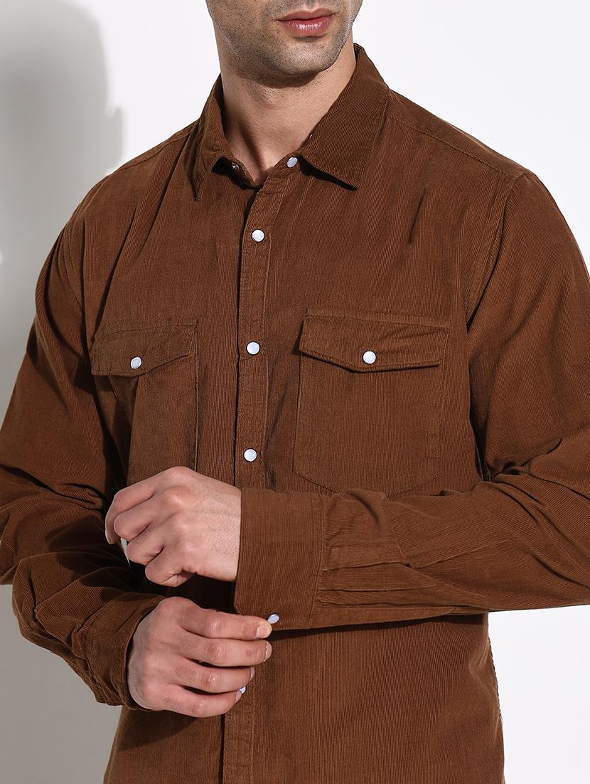 men long sleeves corduroy casual shirt - 21661420 - Standard Image - 5