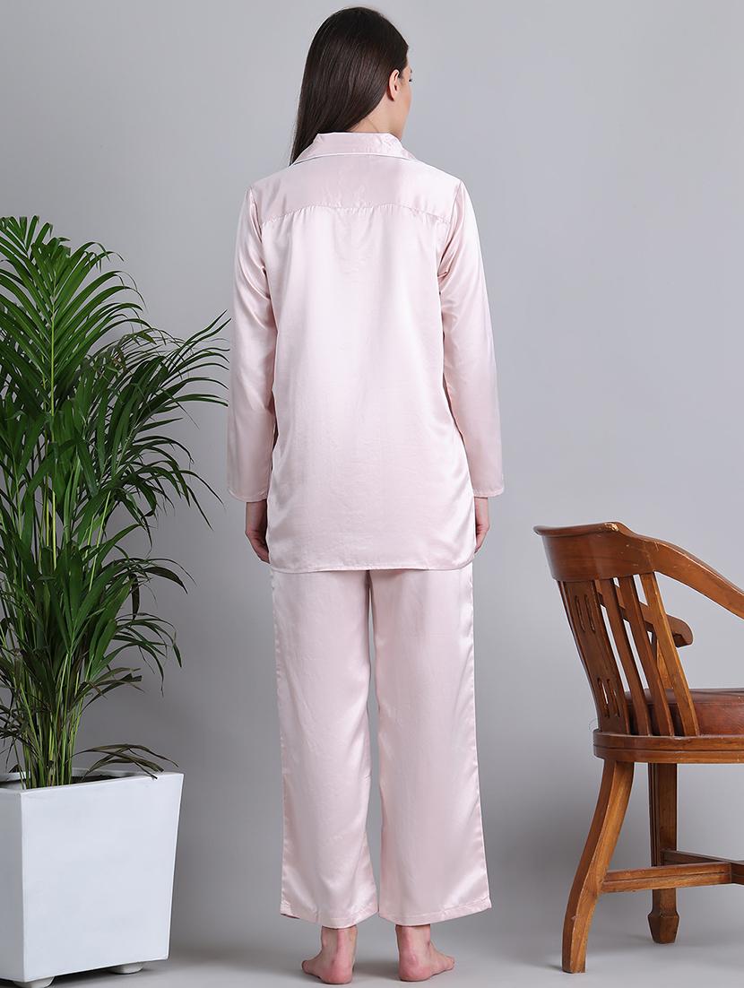 women solid nightwear pyjama set - 21677809 - Standard Image - 3