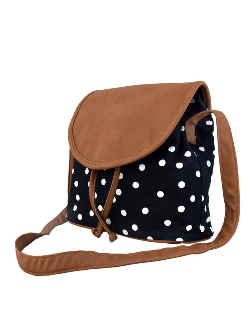 black polka dotted faux leather sling bag - 9615003 - Zoom Image - 4